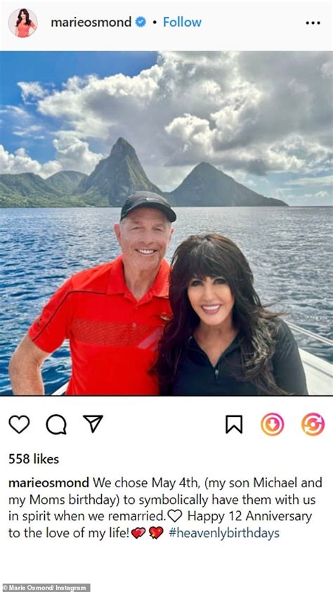 Marie Osmond, 63, shares RARE photo with husband on。